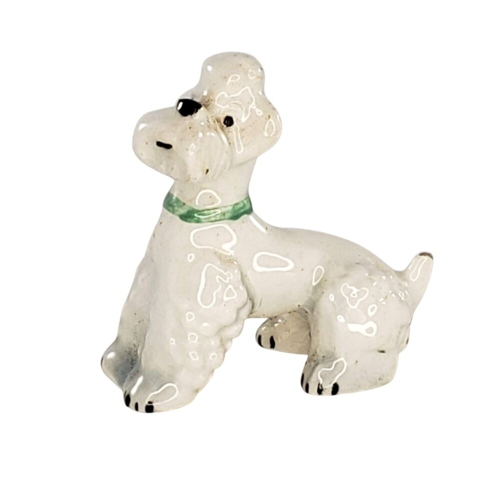 Vintage Goebel Poodle Puppy Miniature Figurine White Sitting RARE HTF